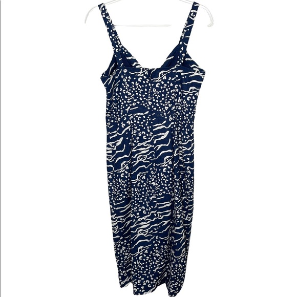 Tanya Taylor | Antonia Button Front Midi Dress Navy White 6 - Picture 6 of 8